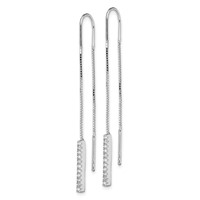 Sterling Silver Rhodium-plated CZ Threader Earrings view 2