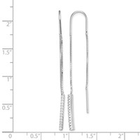 Sterling Silver Rhodium-plated CZ Threader Earrings view 4