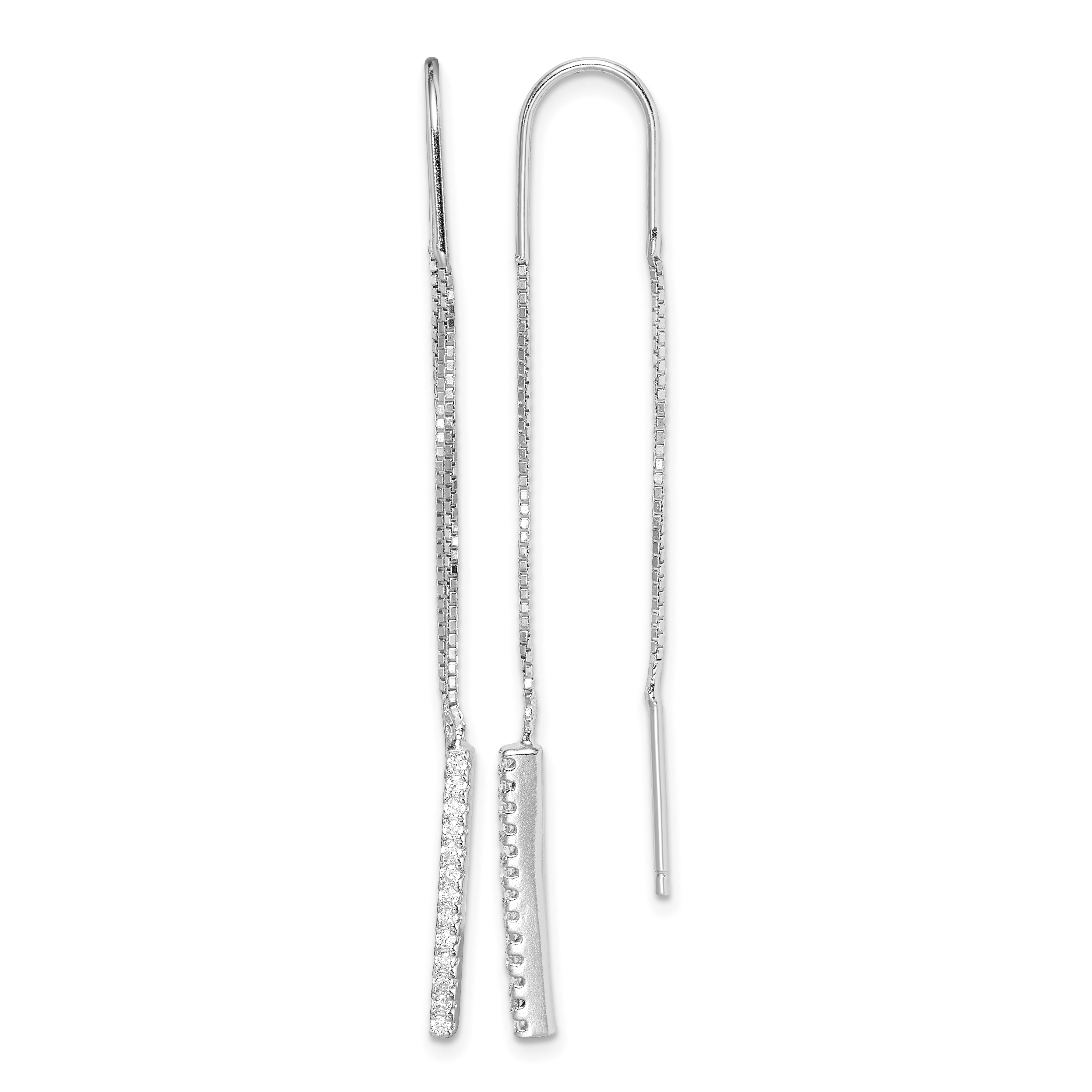 Sterling Silver Rhodium-plated CZ Threader Earrings (QE14954)