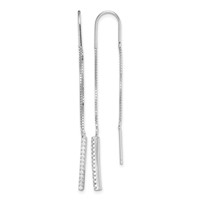 Sterling Silver Rhodium-plated CZ Threader Earrings view 1