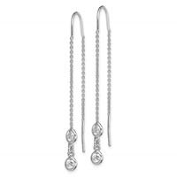 Sterling Silver Rhodium-plated CZ Threader Earrings view 2