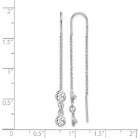 Sterling Silver Rhodium-plated CZ Threader Earrings view 4