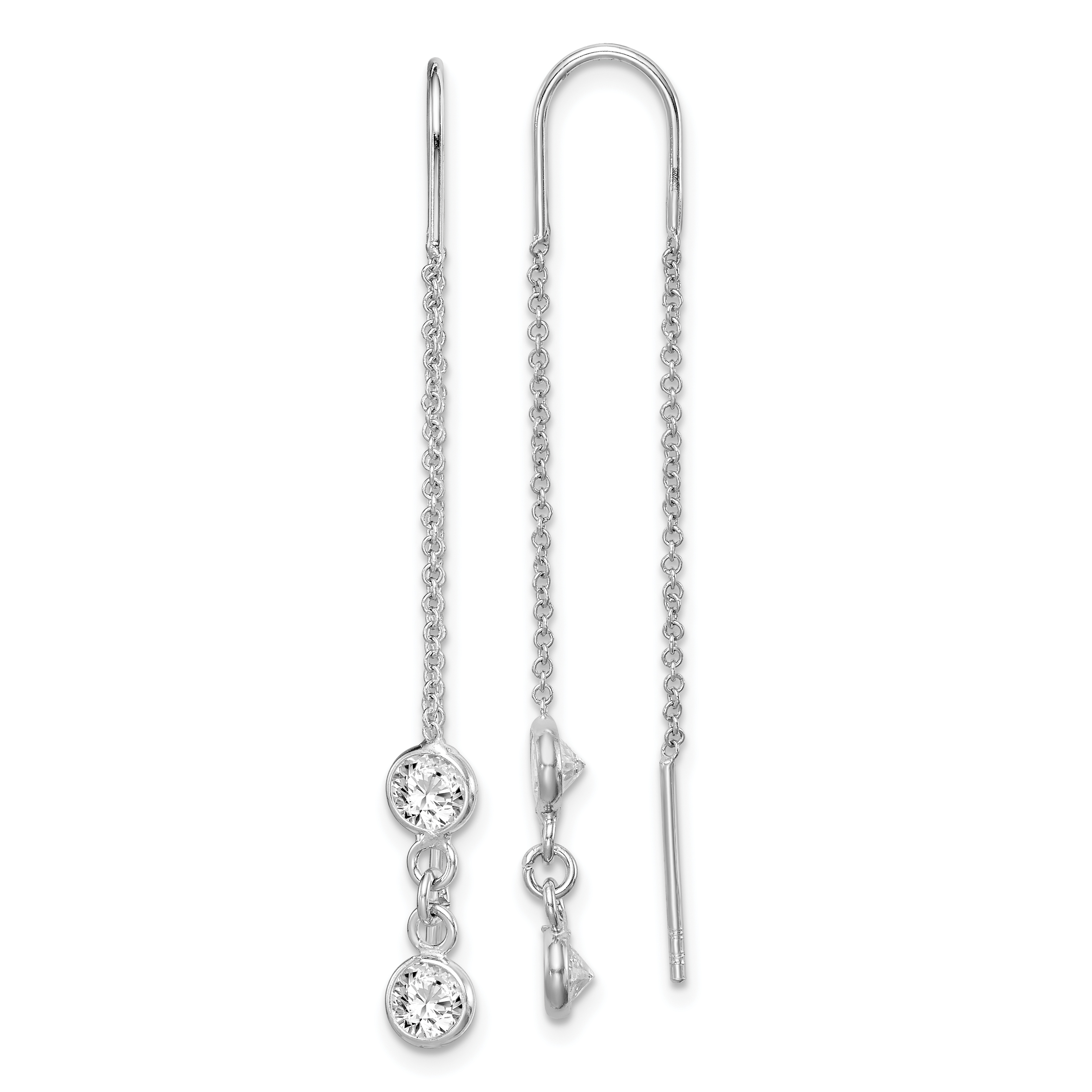 Sterling Silver Rhodium-plated CZ Threader Earrings (QE14955)