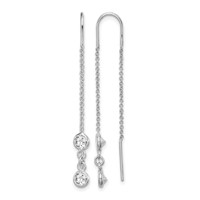Sterling Silver Rhodium-plated CZ Threader Earrings view 1