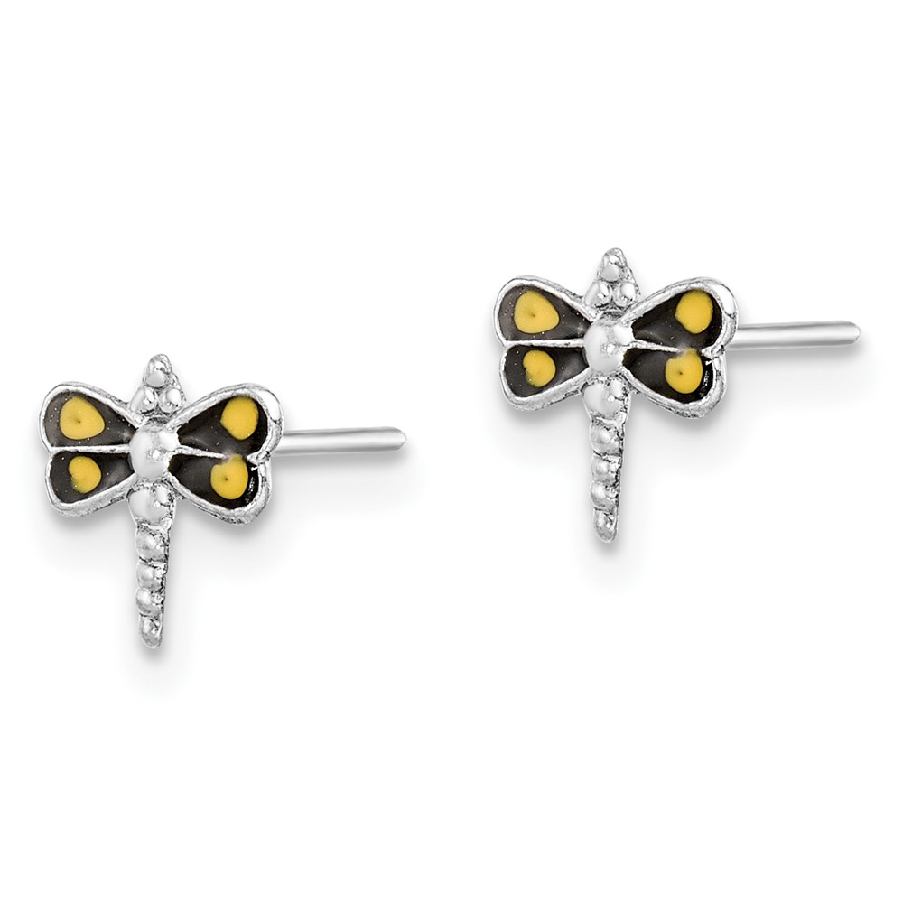 Sterling Silver Rhodium-plated Dragonfly Post Earrings (QE14956)