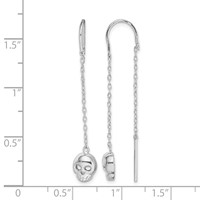 Sterling Silver Rhodium-plated Polished Skull Threader Earrings view 4