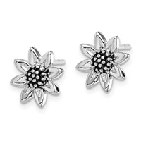 Sterling Silver Rhodium-plated Sunflower Post Earring view 2