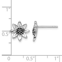 Sterling Silver Rhodium-plated Sunflower Post Earring view 4