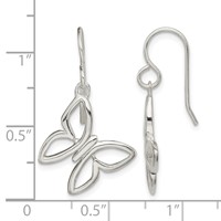Sterling Silver Butterfly Shepherd Hook Dangle Earrings view 4
