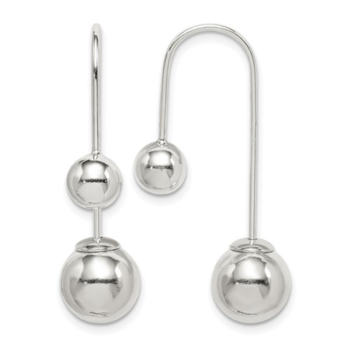Sterling Silver Polished Front and Back Dangle Earrings