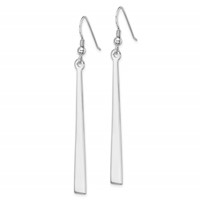 Sterling Silver Rhodium-plated Polished Graduated Bar Dangle Earrings view 2