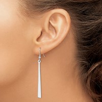 Sterling Silver Rhodium-plated Polished Graduated Bar Dangle Earrings view 3