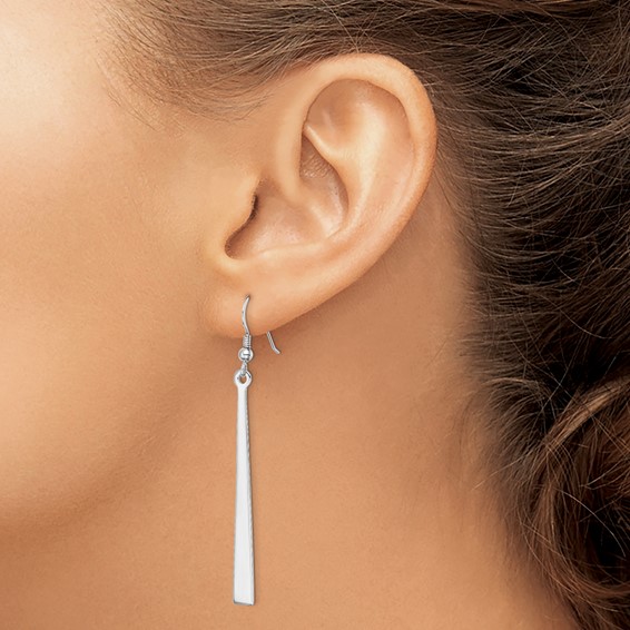 Sterling Silver Rhodium-plated Polished Graduated Bar Dangle Earrings