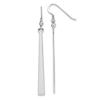 Sterling Silver Rhodium-plated Polished Graduated Bar Dangle Earrings