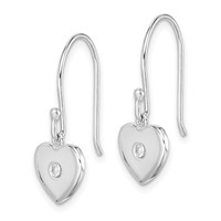 Sterling Silver Rhodium-plated CZ Heart Dangle Earrings view 2