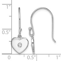 Sterling Silver Rhodium-plated CZ Heart Dangle Earrings view 4