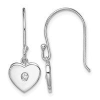 Sterling Silver Rhodium-plated CZ Heart Dangle Earrings view 1
