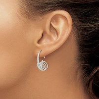 Sterling Silver Polished & Diamond-cut Circles Dangle Hoop Earrings view 3