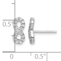 Sterling Silver Rhodium-plated Polished CZ Infinity Post Earrings view 2
