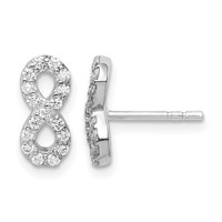 Sterling Silver Rhodium-plated Polished CZ Infinity Post Earrings view 1