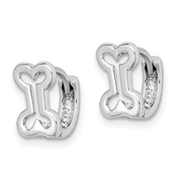 Sterling Silver Rhodium-plated Bone Hinged Hoop Earrings view 2