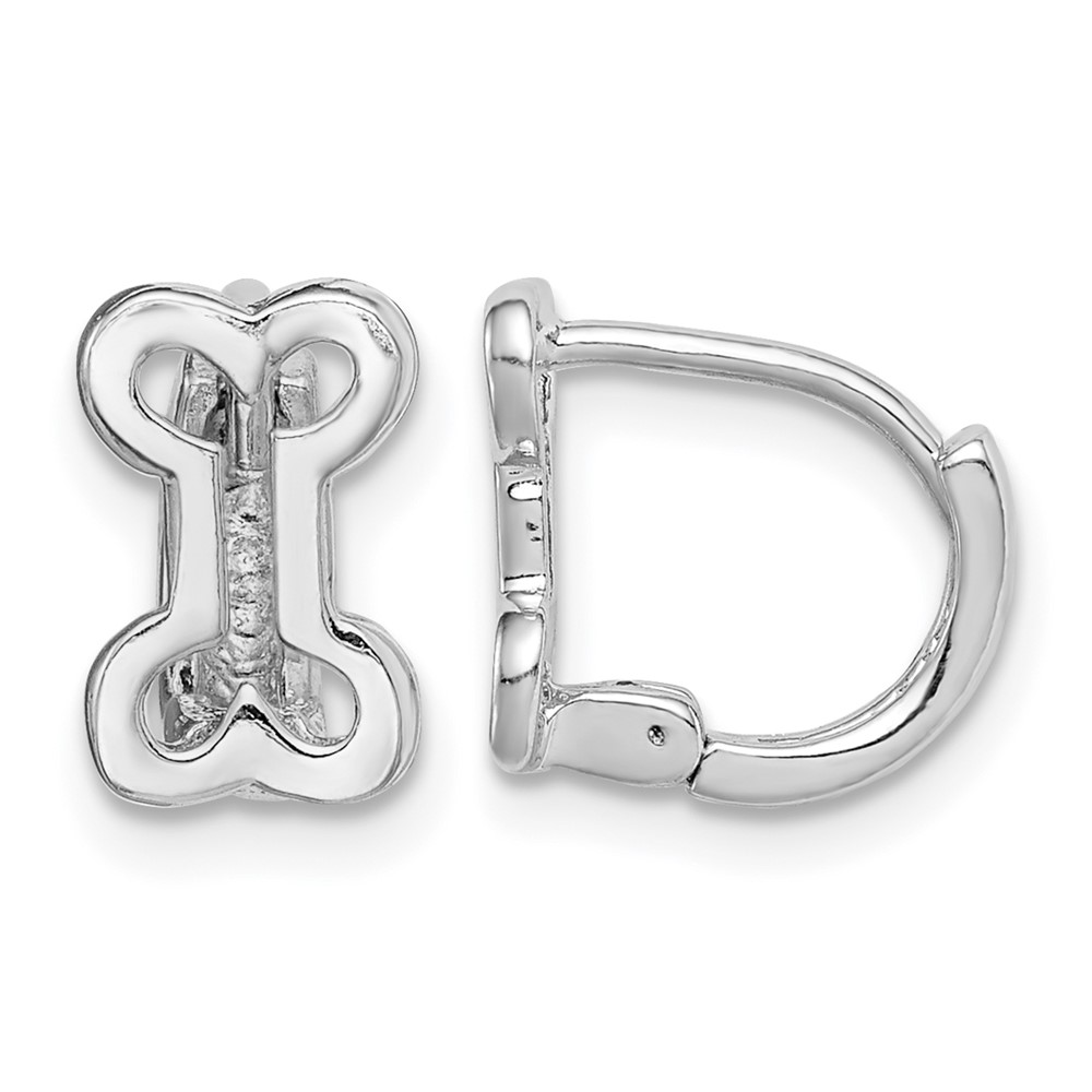 Sterling Silver Rhodium-plated Bone Hinged Hoop Earrings