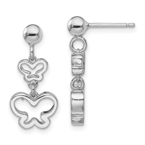 Sterling Silver Rhodium-plated Butterfly Dangle Earrings