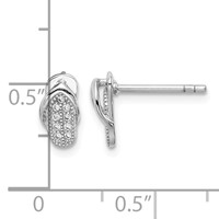 Sterling Silver Rhodium-plated CZ Flipflop Post Earrings view 2