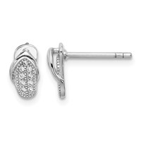 Sterling Silver Rhodium-plated CZ Flipflop Post Earrings view 1