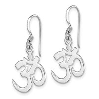 Sterling Silver Rhodium-plated Polished OM Symbol Dangle Earrings view 2