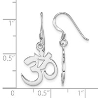 Sterling Silver Rhodium-plated Polished OM Symbol Dangle Earrings view 4