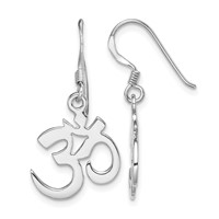 Sterling Silver Rhodium-plated Polished OM Symbol Dangle Earrings view 1
