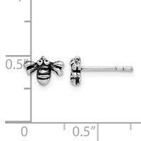 Sterling Silver Rhodium-plated Antiqued Bee Post Earrings view 4