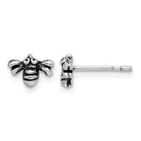 Sterling Silver Rhodium-plated Antiqued Bee Post Earrings view 1