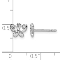Sterling Silver Rhodium-plated CZ Butterfly Post Earrings view 4