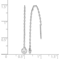 Sterling Silver Rhodium-plated CZ Bezel Chain Threader Earrings view 4