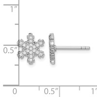 Sterling Silver Rhodium-plated CZ Snowflake Post Earrings view 4