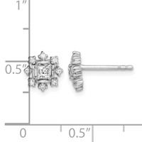Sterling Silver Rhodium-plated Polished CZ Snowflake Post Earrings view 4