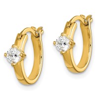 Sterling Silver Gold-tone Square CZ Hoop Earrings view 2