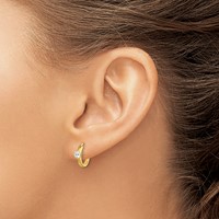 Sterling Silver Gold-tone Square CZ Hoop Earrings view 3