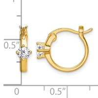 Sterling Silver Gold-tone Square CZ Hoop Earrings view 4