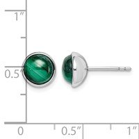 Sterling Silver Rhodium-plated 7mm Malachite Post Earrings view 4