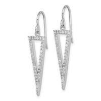 Sterling Silver Rhodium-plated Polished CZ Triangle Dangle Earrings view 2