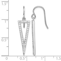 Sterling Silver Rhodium-plated Polished CZ Triangle Dangle Earrings view 4