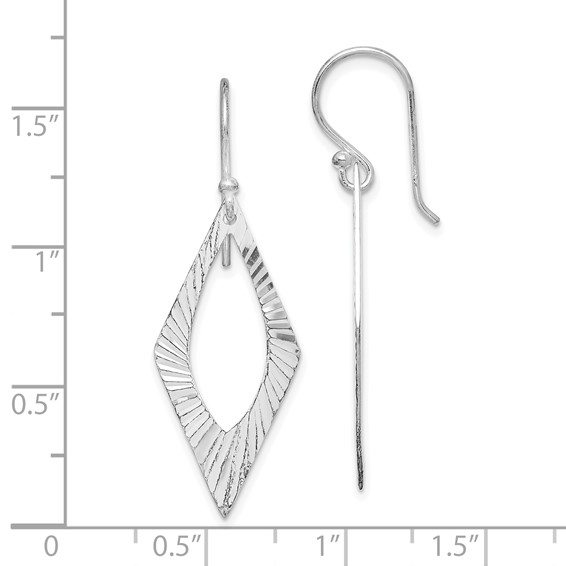 Sterling Silver Rhodium-plated Diamond-cut Geometric Dangle Earrings