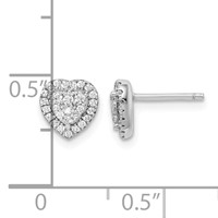 Sterling Silver Rhodium-plated Pave CZ Heart Post Earrings view 4