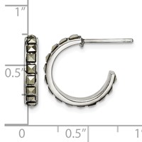 Sterling Silver Square Marcasite 15x 3.5 Hoop Post Earrings view 4