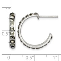 Sterling Silver Square Marcasite 20x3.5 Hoop Post Earrings view 4