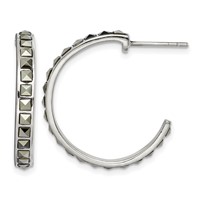 Sterling Silver Square Marcasite 25x3.5 Hoop Post Earrings view 1