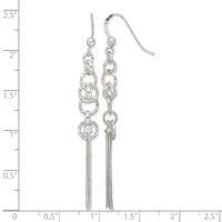 Sterling Silver Polished & D C Circle & Multi-strand Chain Dangle Earrings view 4